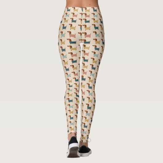 Gemütliches Dackelpullover-Muster Leggings (Rückseite)