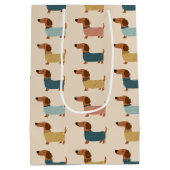 Gemütliches Dackelpullover-Muster Mittlere Geschenktüte (Rückseite)