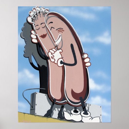 Gemütliches Dogs Diner auf der Route 66 Retro Neon Poster (Vorne)