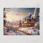 Gemütliches Dorf an Weihnachtsbildern Feiertagspostkarte (Vorderseite)