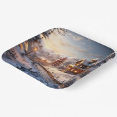 Gemütliches Dorf an Weihnachtsbildern Pappteller (Gewinkelt)