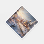 Gemütliches Dorf an Weihnachtsbildern Serviette (Ecke)