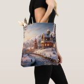 Gemütliches Dorf an Weihnachtsbildern Tasche (Von Nahem)