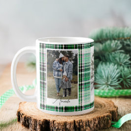 Gemütliches dunkles Grün & Minze Kariertes Flannel Kaffeetasse