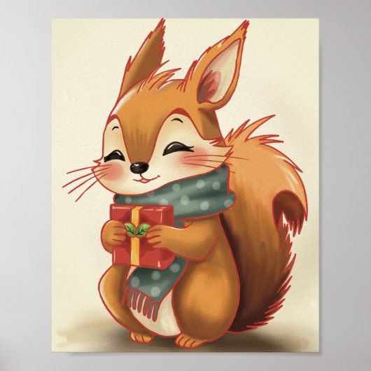 Gemütliches Eichhörnchen mit einem Geschenk – Whim Poster (Vorne)