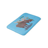 Gemütliches Elch-Cartoon-Illustration Badematte (Schrägansicht)