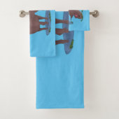 Gemütliches Elch-Cartoon-Illustration Badhandtuch Set (Insitu)