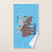 Gemütliches Elch-Cartoon-Illustration Badhandtuch Set (Handtuch)