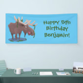 Gemütliches Elch-Cartoon-Illustration Banner (Messe)