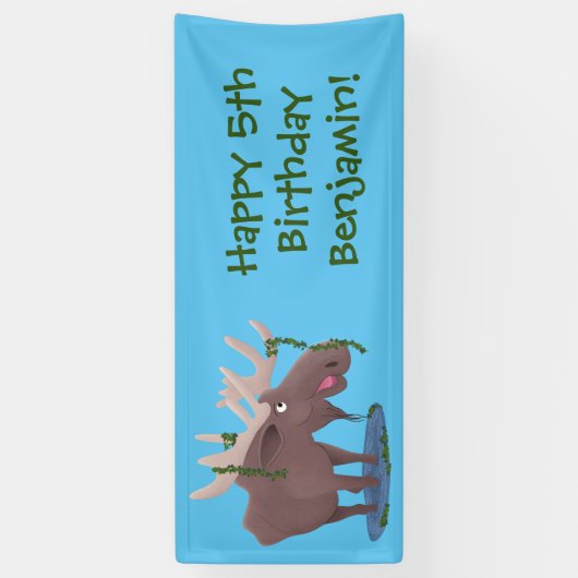 Gemütliches Elch-Cartoon-Illustration Banner (Vertikal)