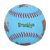 Gemütliches Elch-Cartoon-Illustration Baseball (Rückseite)