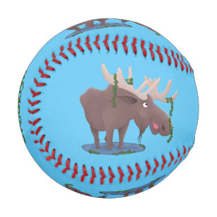 Gemütliches Elch-Cartoon-Illustration Baseball