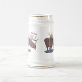 Gemütliches Elch-Cartoon-Illustration Bierglas (Mittel)