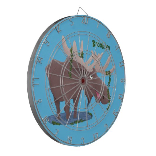 Gemütliches Elch-Cartoon-Illustration Dartscheibe (Vorderseite Links)