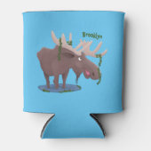 Gemütliches Elch-Cartoon-Illustration Dosenkühler (Vorderseite)