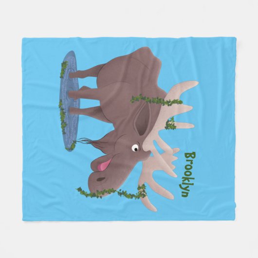 Gemütliches Elch-Cartoon-Illustration Fleecedecke (Vorderseite (Horizontal))