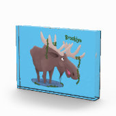 Gemütliches Elch-Cartoon-Illustration Fotoblock (Rechts)