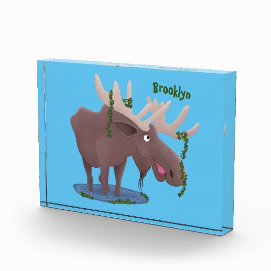 Gemütliches Elch-Cartoon-Illustration Fotoblock (Rechts)