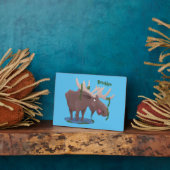 Gemütliches Elch-Cartoon-Illustration Fotoplatte (Seite)