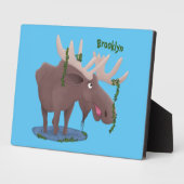 Gemütliches Elch-Cartoon-Illustration Fotoplatte (Seite)