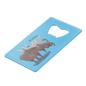 Gemütliches Elch-Cartoon-Illustration Geldbeutel Flaschenöffner (Vorderseite Schrägansicht)