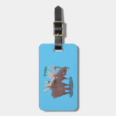 Gemütliches Elch-Cartoon-Illustration Gepäckanhänger (Vorderseite vertikal)