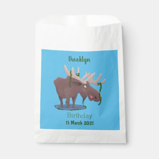 Gemütliches Elch-Cartoon-Illustration Geschenktütchen (Vorderseite)