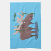 Gemütliches Elch-Cartoon-Illustration Geschirrtuch (Vertikal)