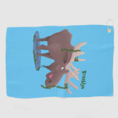 Gemütliches Elch-Cartoon-Illustration Golfhandtuch (Horizontal)