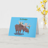 Gemütliches Elch-Cartoon-Illustration Karte (Gelbe Blume)