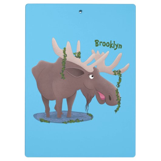 Gemütliches Elch-Cartoon-Illustration Klemmbrett (Rückseite)