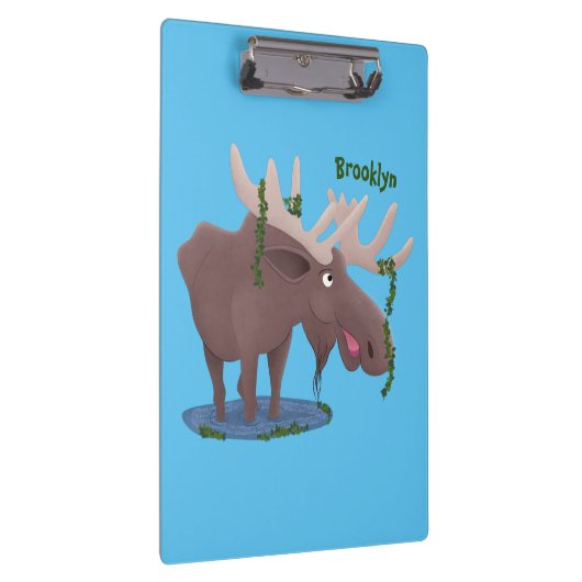 Gemütliches Elch-Cartoon-Illustration Klemmbrett (Rechts)