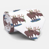 Gemütliches Elch-Cartoon-Illustration Krawatte (Gerollt)