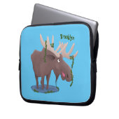 Gemütliches Elch-Cartoon-Illustration Laptopschutzhülle (Vorderseite Links)