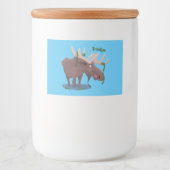 Gemütliches Elch-Cartoon-Illustration Lebensmitteletikett (Vorderseite)