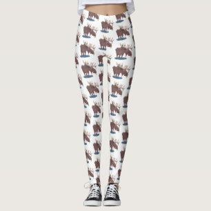 Gemütliches Elch-Cartoon-Illustration Leggings
