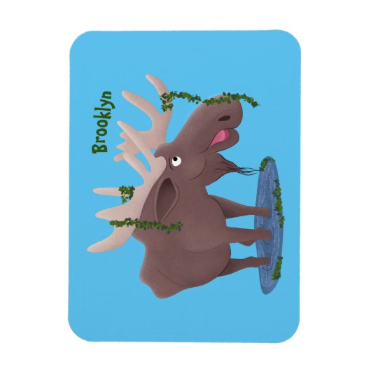 Gemütliches Elch-Cartoon-Illustration Magnet (Vertikal)