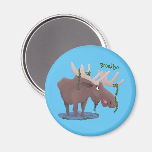 Gemütliches Elch-Cartoon-Illustration Magnet (Vorderseite/Rückseite)