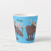 Gemütliches Elch-Cartoon-Illustration Milchtasse (Vorderseite)