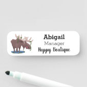 Gemütliches Elch-Cartoon-Illustration Namensschild (Beispiel)