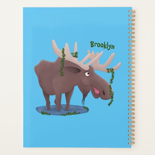 Gemütliches Elch-Cartoon-Illustration Planer (Rückseite)
