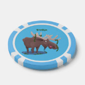 Gemütliches Elch-Cartoon-Illustration Pokerchips (Einzeln)