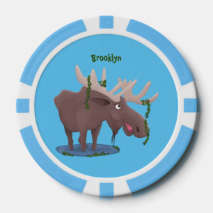 Gemütliches Elch-Cartoon-Illustration Pokerchips