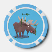 Gemütliches Elch-Cartoon-Illustration Pokerchips (Rückseite)