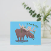 Gemütliches Elch-Cartoon-Illustration Postkarte (Stehend Vorderseite)