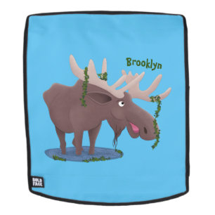 Gemütliches Elch-Cartoon-Illustration Rucksack
