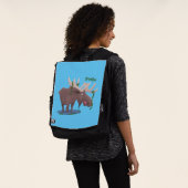 Gemütliches Elch-Cartoon-Illustration Rucksack (Ausgewaschen)