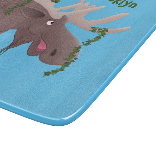 Gemütliches Elch-Cartoon-Illustration Schneidebrett (Ecke)