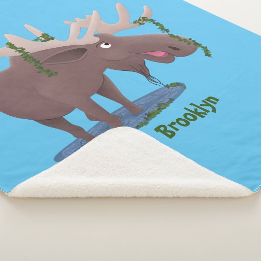 Gemütliches Elch-Cartoon-Illustration Sherpadecke (3/4)