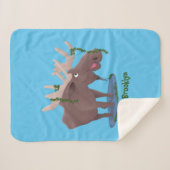 Gemütliches Elch-Cartoon-Illustration Sherpadecke (Vorderseite (Horizontal))